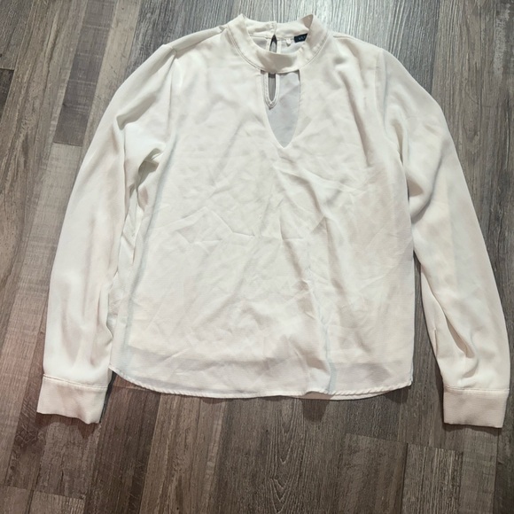 Elegant Cream Long Sleeve Mandarin Collar Blouse - Picture 1 of 5